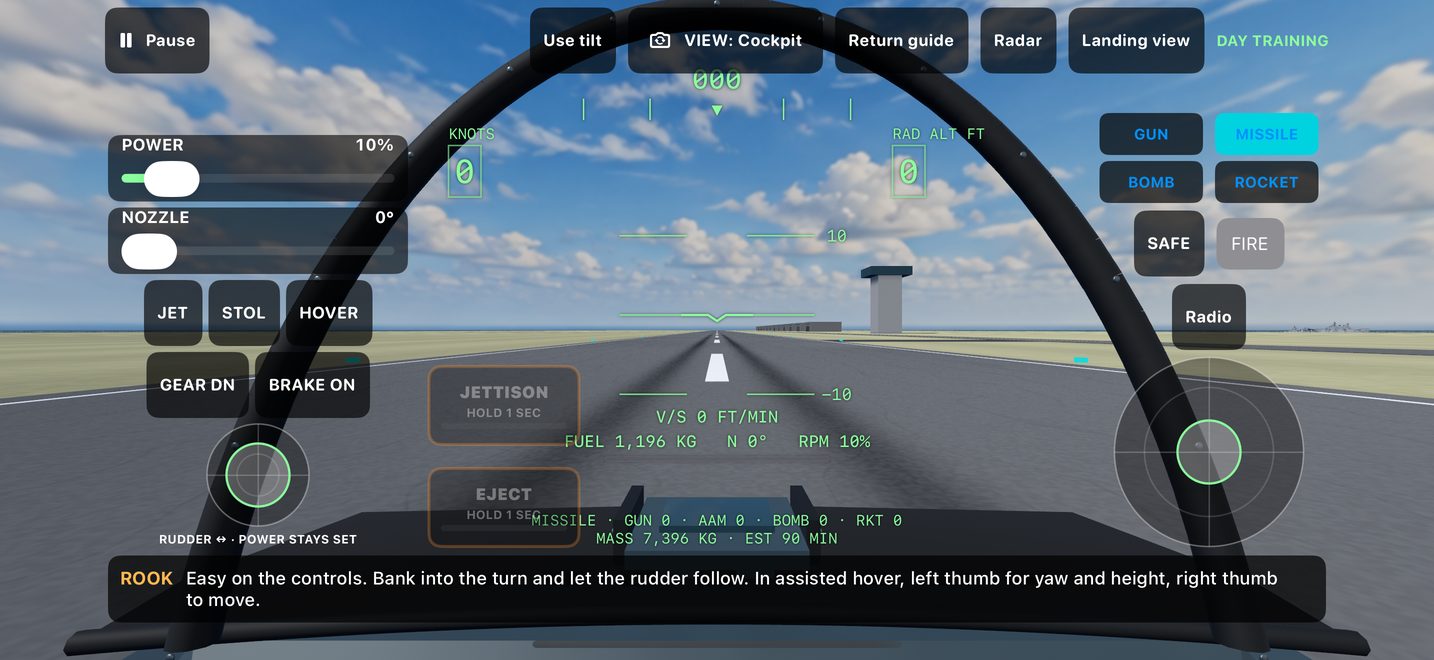 Cockpit view with HUD