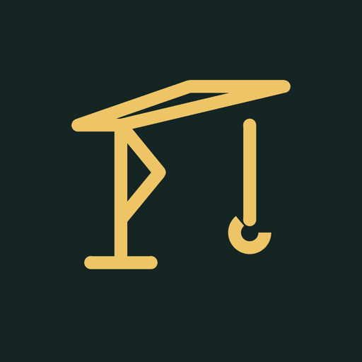 Slewcraft app icon: a tower crane in amber on dark green